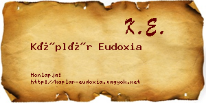 Káplár Eudoxia névjegykártya